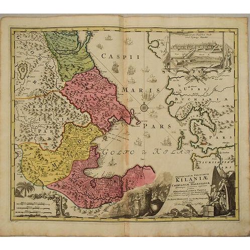Traditional 1720 Homann Map of the Caspian Sea Region For Sale - Image 3 of 3