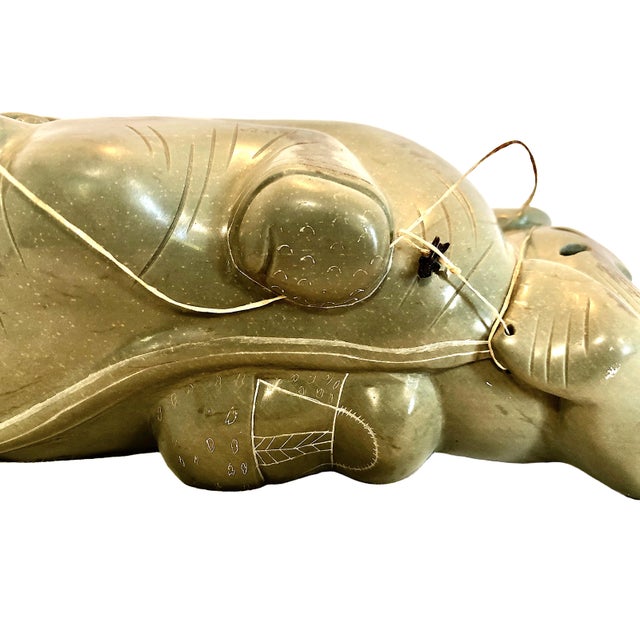 Inuit Stone Carving Merging Man and Walrus For Sale - Image 4 of 14
