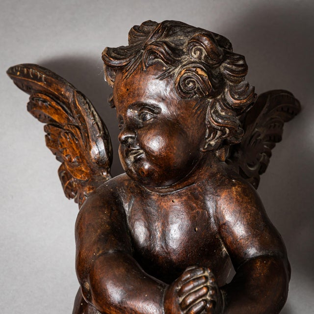Wood Baroque Angels, 1700s, Set of 2 For Sale - Image 7 of 8