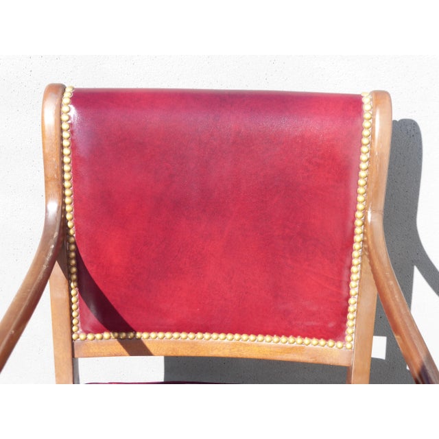 Burgundy Cabot Wrenn Luxury Burgundy Leather Library Arm Chairs - a Pair For Sale - Image 8 of 11