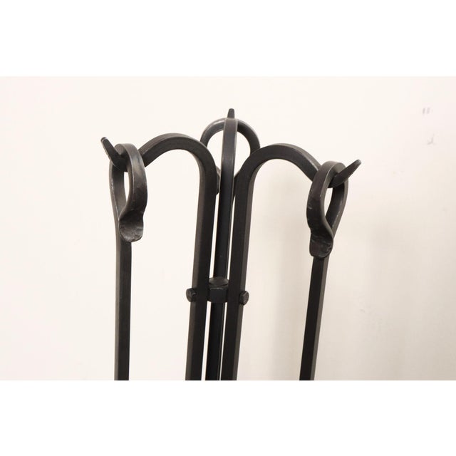 Vintage Hand-Forged Iron Fireplace / Fire Tool Set With Poker, Shovel, and Brush For Sale - Image 11 of 16