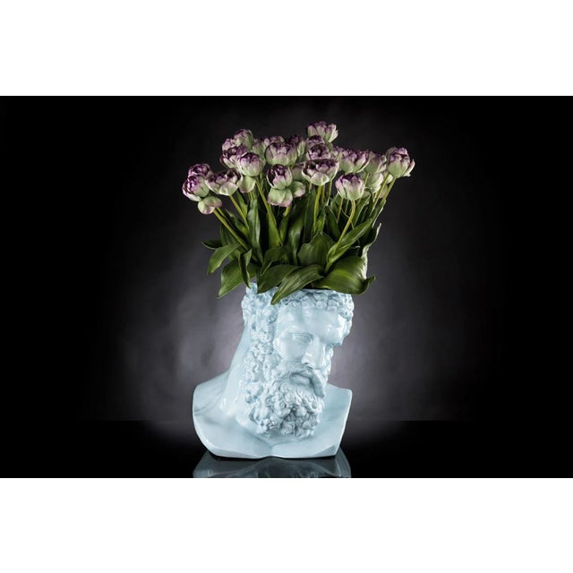 Italian Purist Blue Ceramic Hercules Bust by Marco Segantin for VGnewtrend For Sale - Image 4 of 5