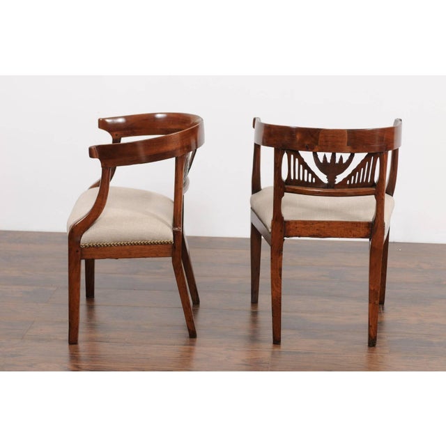 Two Italian 1800s Carved Walnut Upholstered Armchairs Sold Individually For Sale - Image 9 of 11