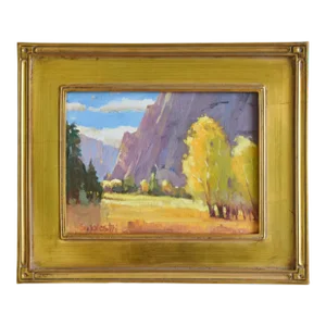 Silvio Silvestri, Listed Artist Meadow & Mountains Landscape Oil Painting Including the Antiqued Gold Frame