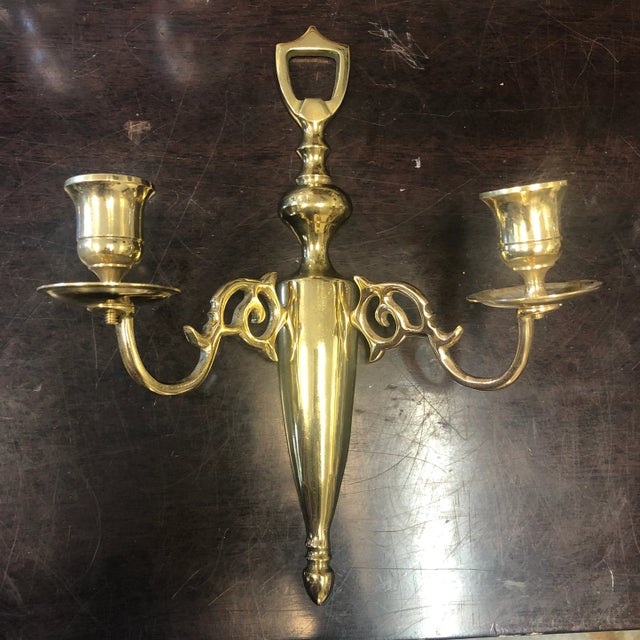 Metal 1980s Vintage Brass Candle Holder For Sale - Image 7 of 7