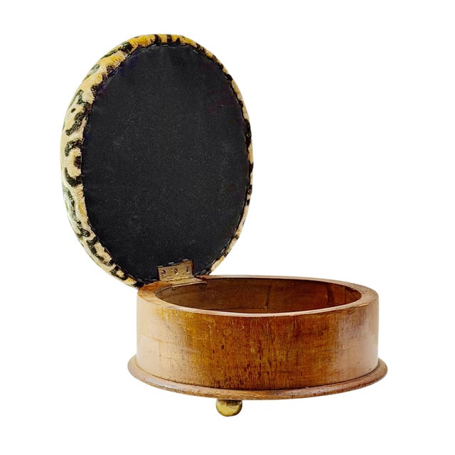 English Antique Walnut Stool Work Box With Brass Ball Feet, Circa 1890s For Sale - Image 3 of 8