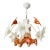 Vintage Italian Murano Style Handblown Swirl Ruffled Shade Pendant, Vintage Amber Brown & White Glass Botanical Chandelier For Sale