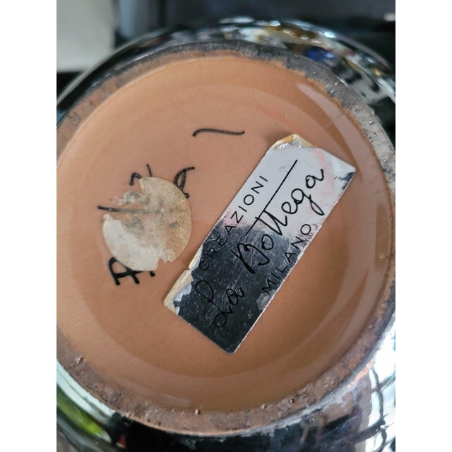 Vintage Silver-Plated Ceramic Table Lamp from La Bottega, 1980s For Sale - Image 12 of 13