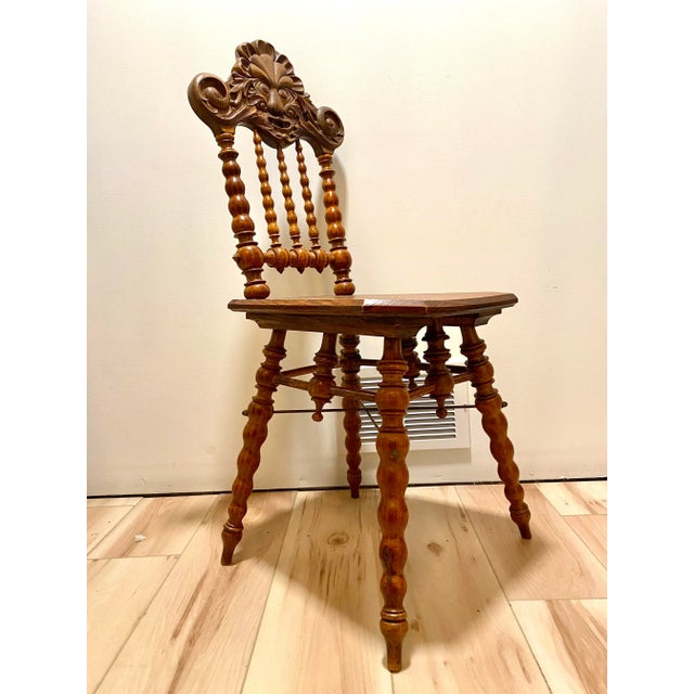 Victorian Late 19th Century Black Forest Hand Carved North Wind Chair For Sale - Image 3 of 12