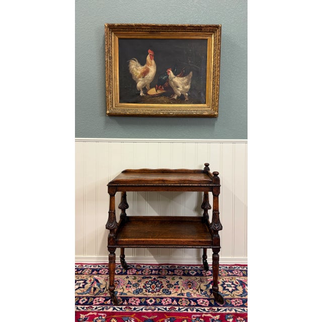 Antique English Trolley Tea Cart Pastry Cocktail Bar Cart Tray Tudor Oak 1930s For Sale - Image 9 of 18