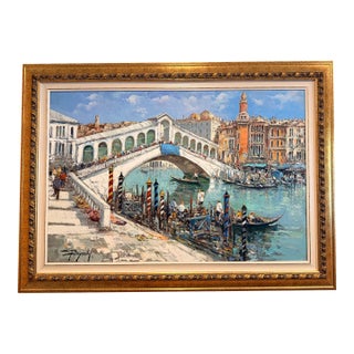 Original Ciro Canzanella Oil Painting "Ponte Di Rialto" 42x57 For Sale