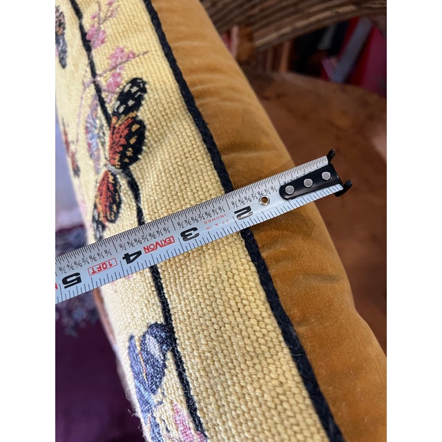 Textile Vintage Needlepoint Butterfly Pillow For Sale - Image 7 of 9
