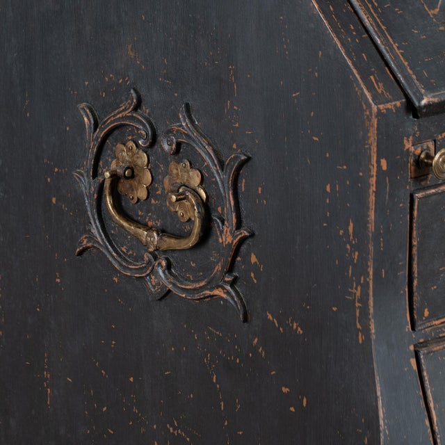 19th Century Danish Black Painted Oak Secretary Bureau For Sale - Image 10 of 18