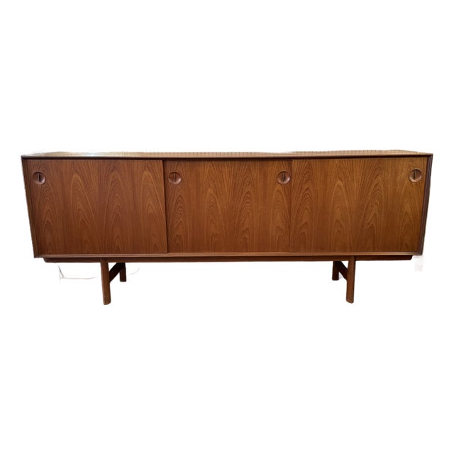 Danish Teak Sliding Door Credenza C1960s Attributed to Fredrik Kayser For Sale