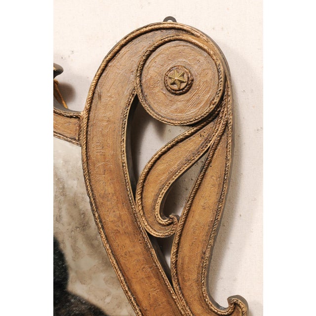 Mid 20th Century Italian Lyre-Shaped Mirror W/Star Accents For Sale - Image 10 of 12