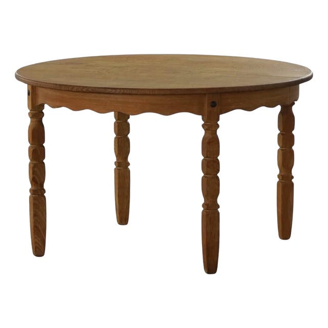 Mid-Century Modern Round Danish Dining Table in Oak with Two Extensions, 1960s For Sale
