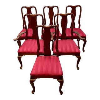 Vintage Ethan Allen Traditional Queen Anne Style Mahogany Dining Chairs - Set of 6 For Sale