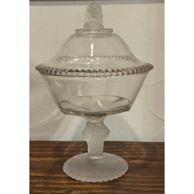 1870s Gillinder & Sons Frosted Lion Covered Glass Compote For Sale - Image 15 of 17