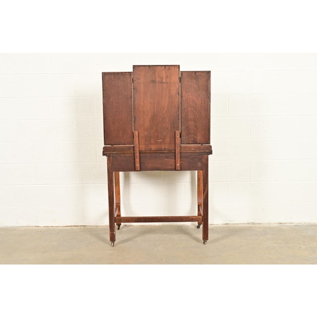 Antique American Empire Tiger Oak Vanity Dressing Table With Mirror, Circa 1900 For Sale - Image 13 of 14