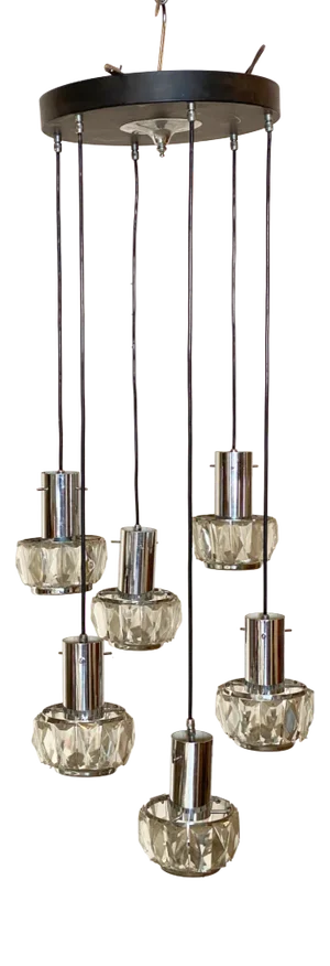 Steel and Crystal Chandelier, 1960s