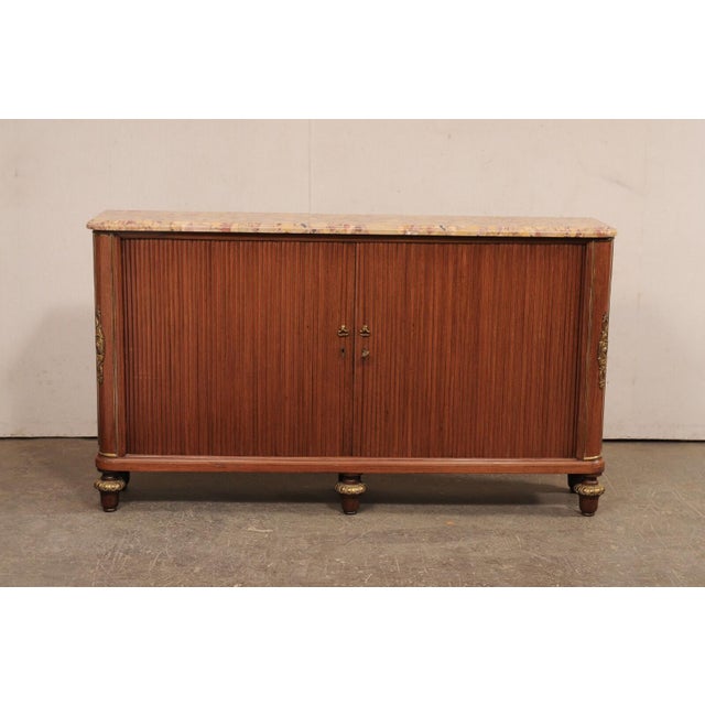 Early 20th Century French Marble Top Console w/Tambour Doors For Sale In Atlanta - Image 6 of 11