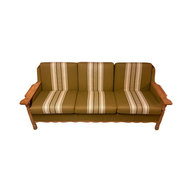 Henning Kjærnulf Carved Oak Sofa Set, Wool, 1960s, Attributed For Sale - Image 12 of 12