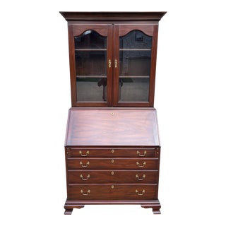 1979 Henkel Harris Virginia Galleries Genuine Mahogany 2-Pc Secretary’s Desk For Sale