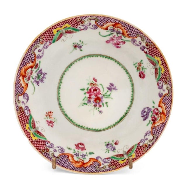 Four Chinese Export Famille Rose Porcelain Small Dishes, 18th century style and likely of the period, each painted in...