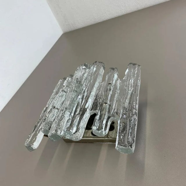Metal Large Hollywood Regency Ice Glass Wall Light from J. T. Kalmar, 1960s For Sale - Image 7 of 18