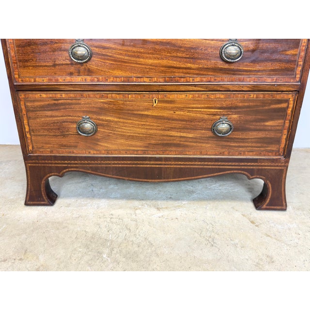 Early 19th Century European Mahogany Inlaid Chest of Drawers Bachelor’s Chest For Sale - Image 12 of 12