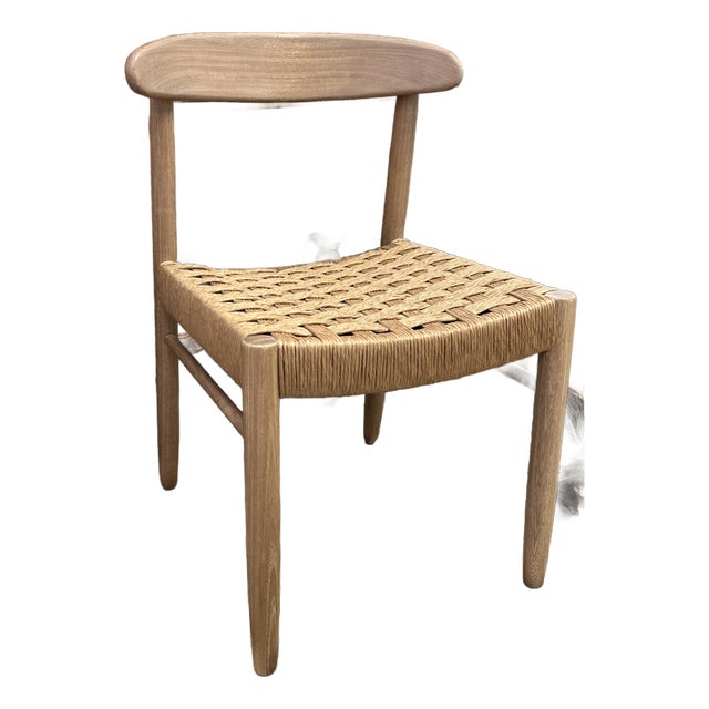 Blond Wood and Rush Seat Side Chair For Sale