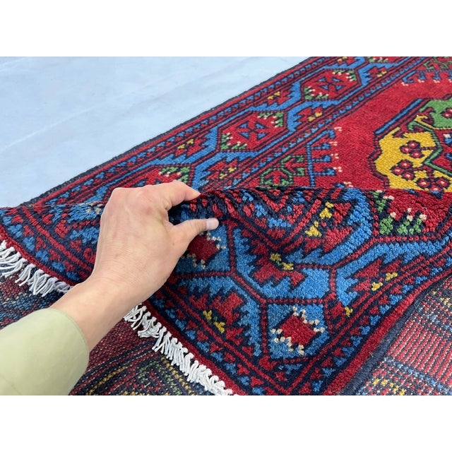 Red Filpa Elephant Foot Tribal Oriental Runner Rug, 2'9" X 6'6" For Sale - Image 9 of 16