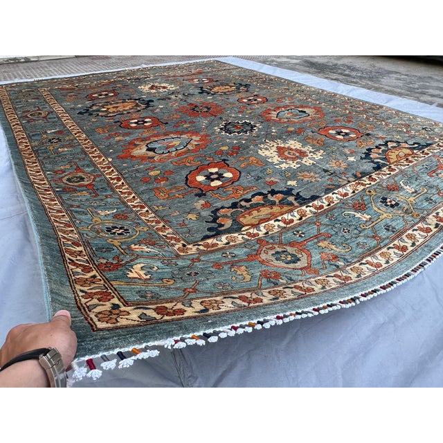 Islamic Hand-Knotted Afghan Sultanabad Chobi Wool Area Rug - 8'11" X 11'11" For Sale - Image 3 of 16