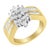 10K Yellow Gold 1.0 Cttw Round & Baguette Cut Diamond Floral Cluster Double-Channel Flared Band Statement Ring (H-I Color, SI2-I1 Clarity) - Size 7 For Sale - Image 4 of 7