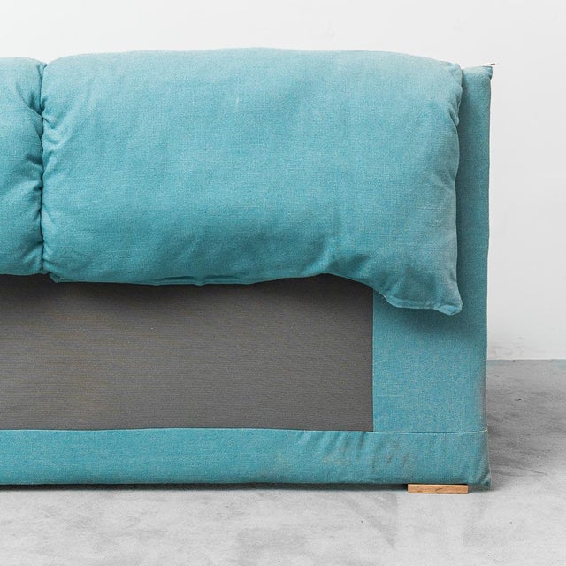 Blue 3-Seater Sofa in Blue Fabric and Wood in the style of Alvar Aalto, 1970s For Sale - Image 8 of 10