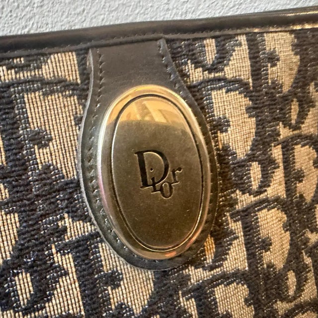Blue 1980s Vintage Trotter Blue Canvas and Blue Leather Christian Dior Crossbody Bag For Sale - Image 8 of 17