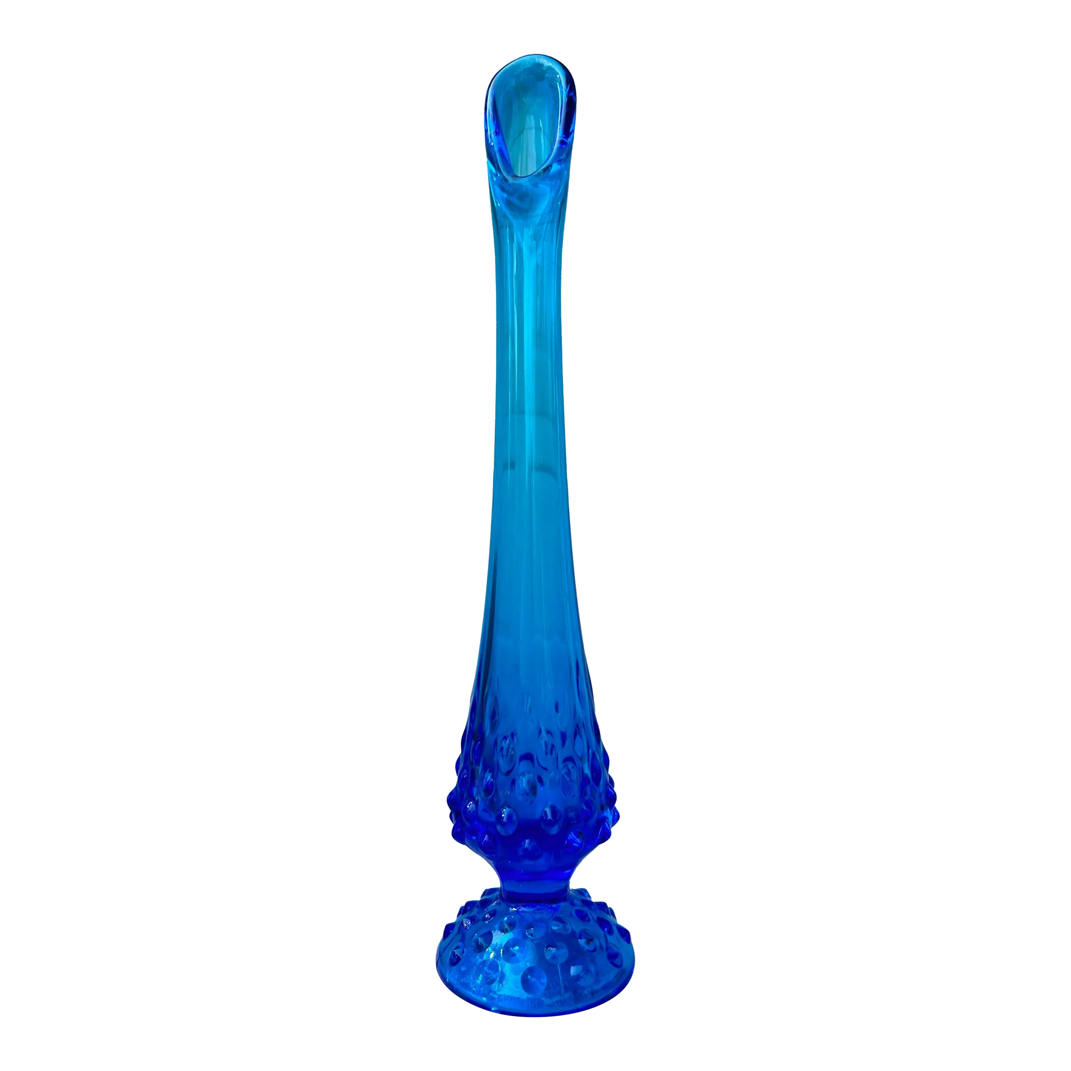 Mid 20th Century Fenton Blue Swung Hobnail Vase | Chairish