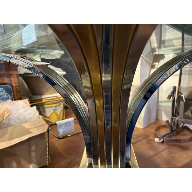 Metal Italian Modern Chrome and Brass Center Table Attributed to Romeo Rega For Sale - Image 7 of 8