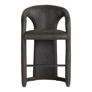 Gina Black Leather Counter Stool