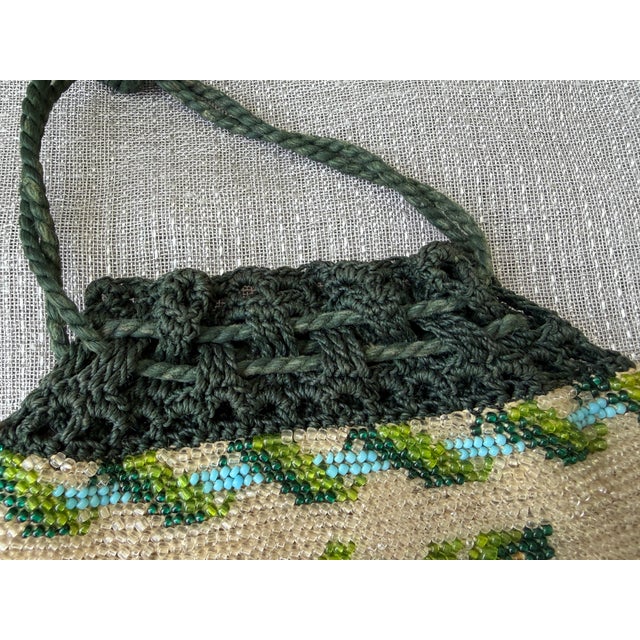 Antique Micro Beaded Floral Drawstring Purse For Sale - Image 9 of 18