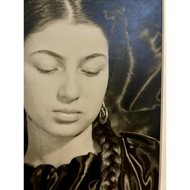 Vintage Black & White Framed Photograph of Young Woman For Sale - Image 4 of 5