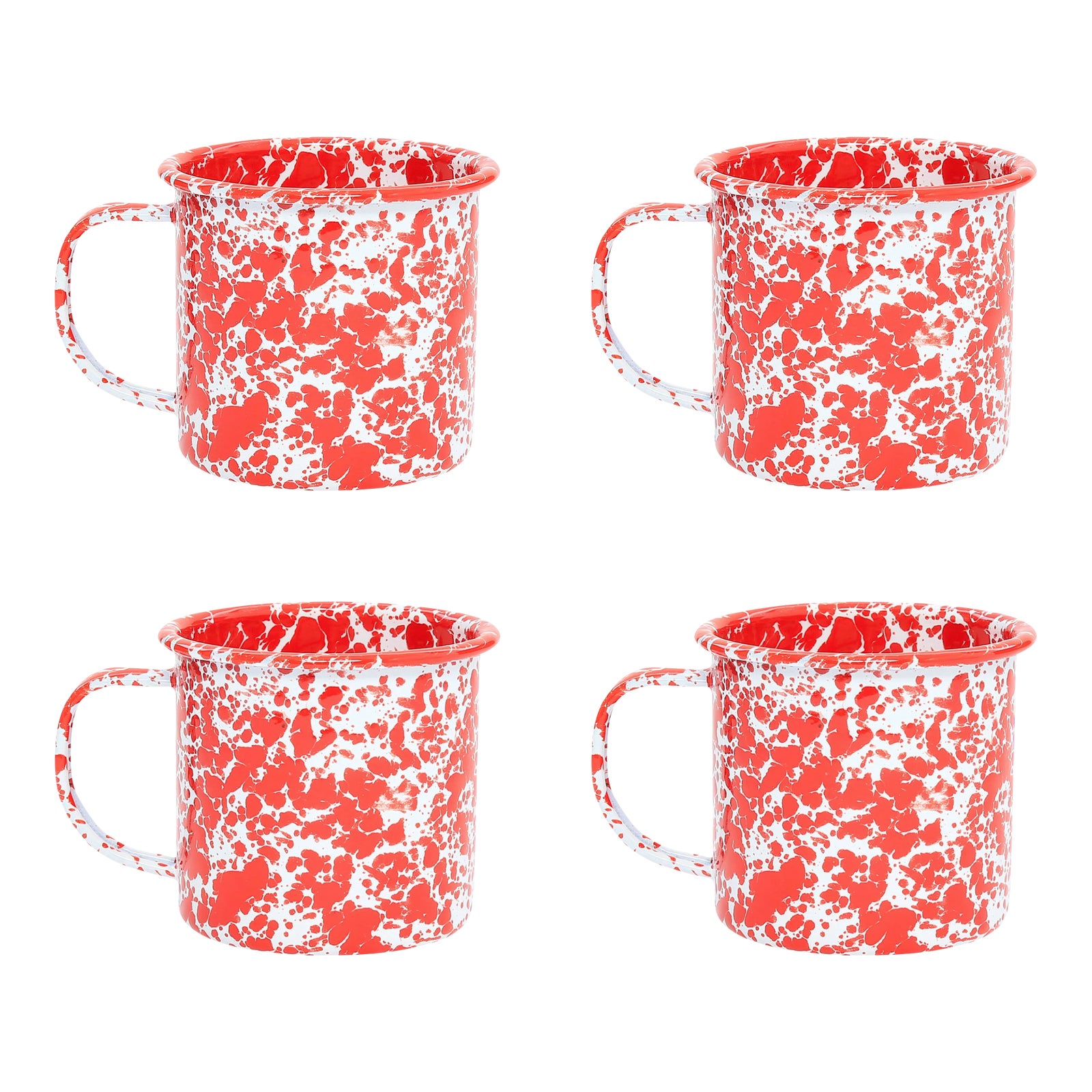 Crow Canyon Home Splatterware Mugs 12 oz. in Red & White Marble - Set ...