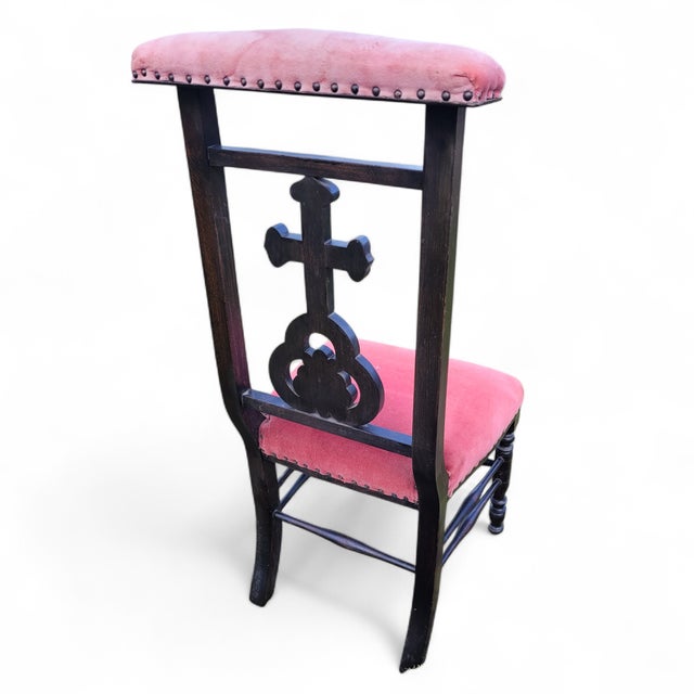 Black French Monastery Prayer Chair with Gothic Cross, 1880-1890 For Sale - Image 8 of 16