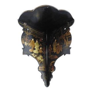 Antique Paper Mache Chinoiserie Folding Corner Shelf Bracket For Sale