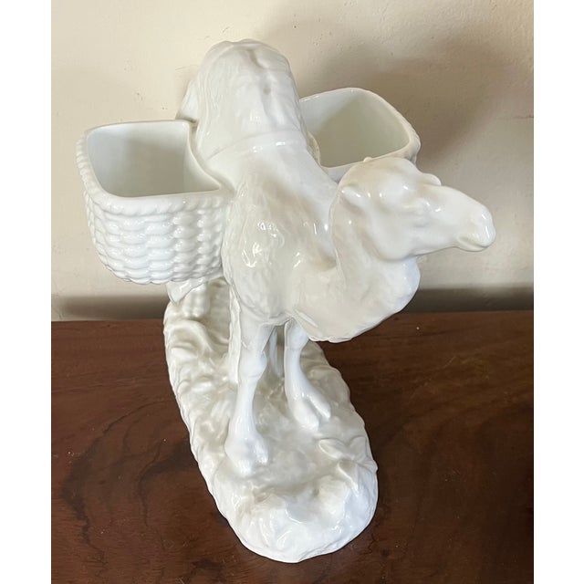 Antique 19th Century Continental Blanc De Chine Porcelain Camel Table Centerpiece Vase With Two Baskets for Flowers For Sale - Image 11 of 18