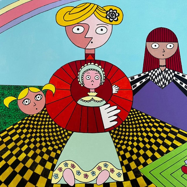 Textile “The Picnic” 1970s Fauvist Modern Figurative Painting by Lynn French Hansen For Sale - Image 7 of 11