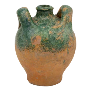 19th Century French Terracotta and Green Glazed Confit Pot