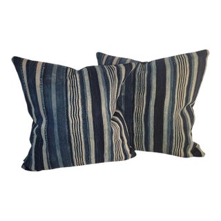 Pair of Striped Linen Pillows For Sale
