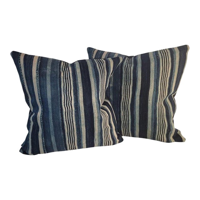Pair of Striped Linen Pillows For Sale
