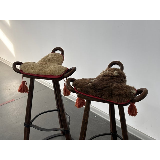 Vintage Brutalist Marbella Stools attributed to Sergio Rodrigues, 1970s, Set of 2 For Sale - Image 11 of 18